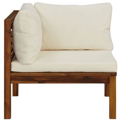 vidaXL Sectional Corner Sofa with Cream White Cushion Acacia Wood