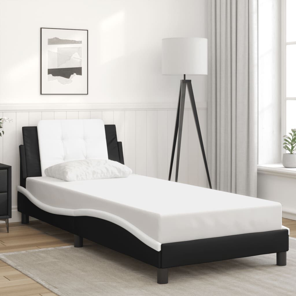 vidaXL Bed Frame with LED without Mattress Black and White 100x190 cm