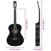 vidaXL Classical Guitar for Beginner Black 4/4 39" Basswood