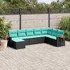 vidaXL 8 Piece Garden Sofa Set with Cushions Black Poly Rattan