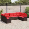 vidaXL Garden Sofa Set with Cushion 9 pcs Brown Poly Rattan