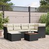vidaXL 7 Piece Garden Sofa Set with Cushions Black Poly Rattan