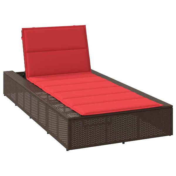 vidaXL Sunbed with Floating Cushion Brown Poly Rattan