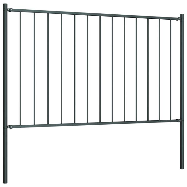 vidaXL Fence Panel with Posts Powder-coated Steel 1.81x0.75 m Anthracite
