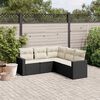 vidaXL 5 Piece Garden Sofa Set with Cushions Black Poly Rattan