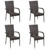 vidaXL 5 Piece Garden Dining Set Brown Poly Rattan