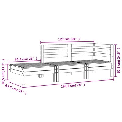 vidaXL Garden Sofa 3-Seater Wax Brown Solid Wood Pine