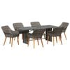 vidaXL Garden Dining Set with Cushion 7 pcs Grey Poly Rattan