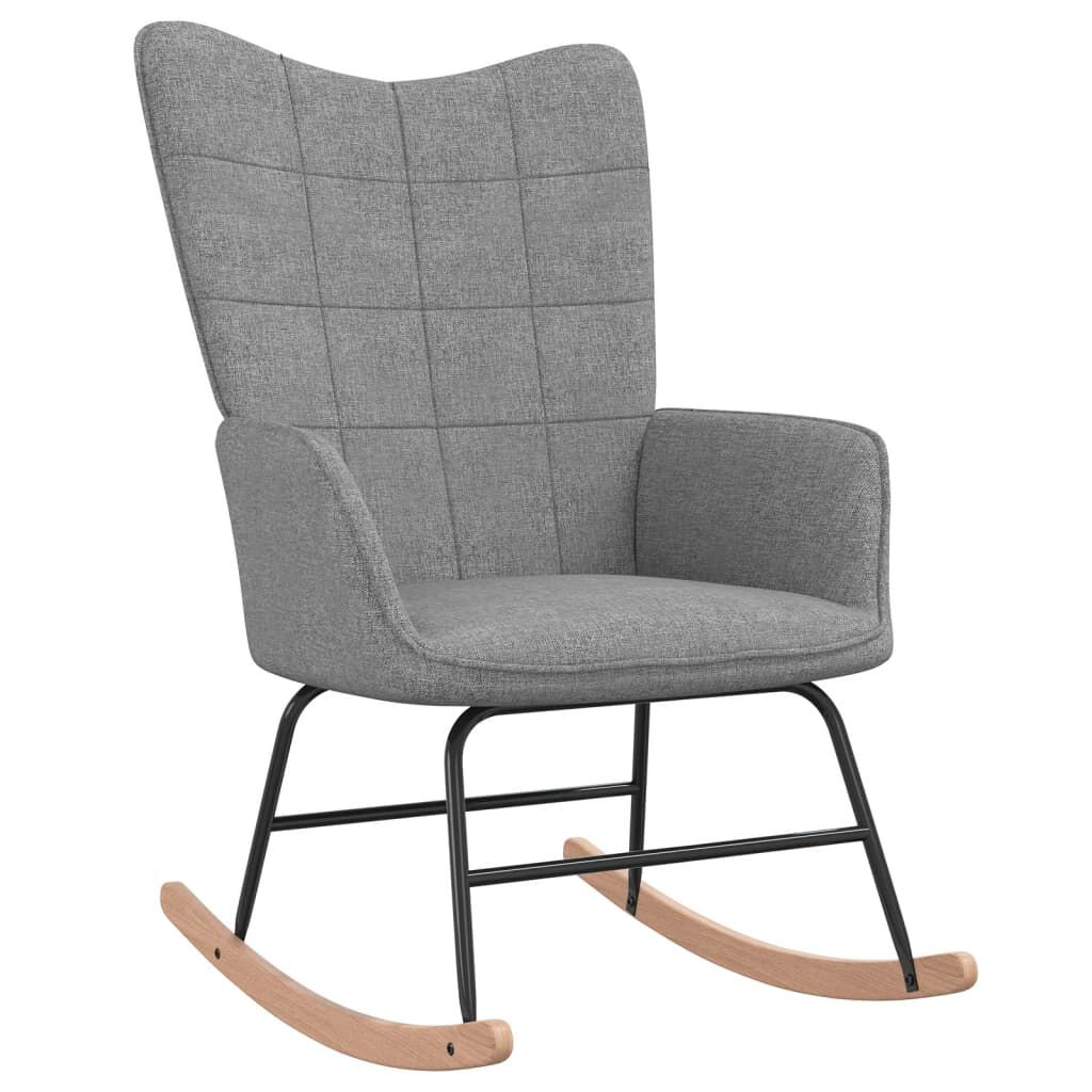 vidaXL Rocking Chair with a Stool Light Grey Fabric