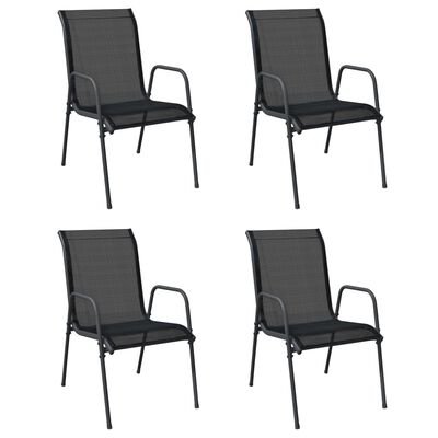 vidaXL Garden Chairs 4 pcs Steel and Textilene Black