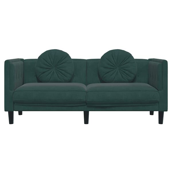 vidaXL Sofa with Cushions 2-Seater Dark Green Velvet