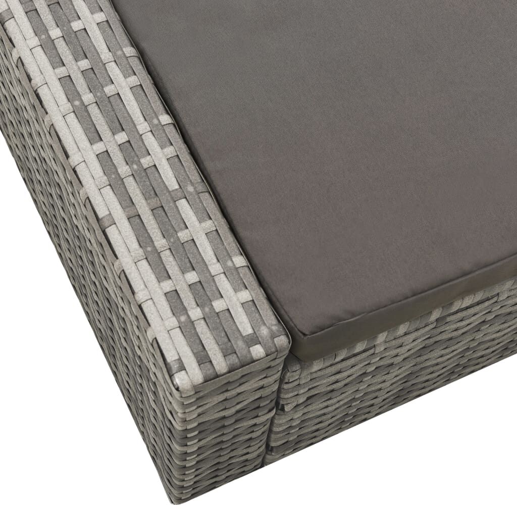 vidaXL Double Sun Lounger Poly Rattan Grey