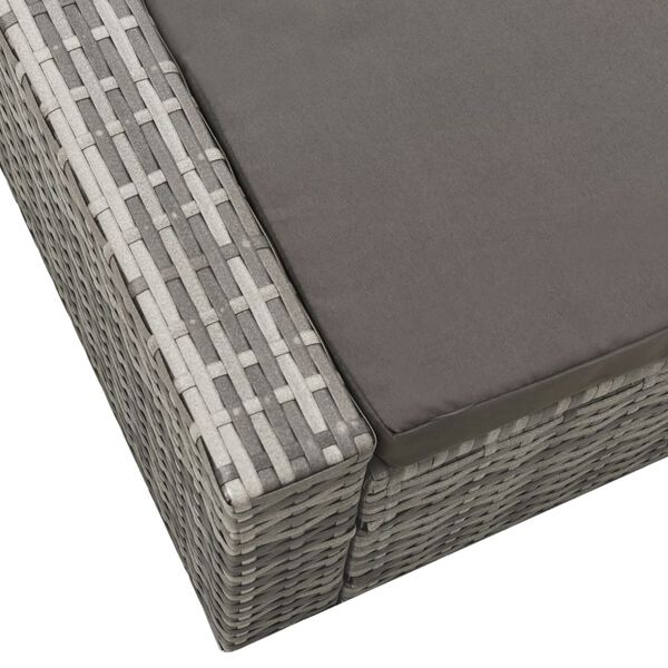 vidaXL Double Sun Lounger Poly Rattan Grey
