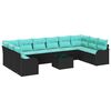 vidaXL Sofa Set with Cushion 11 pcs Black Polyester