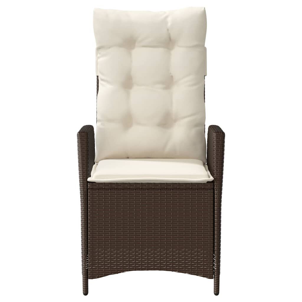 vidaXL 3 Piece Bistro Set with Cushions Brown Poly Rattan
