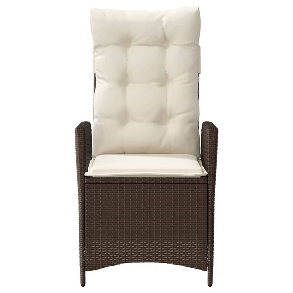 vidaXL 3 Piece Bistro Set with Cushions Brown Poly Rattan