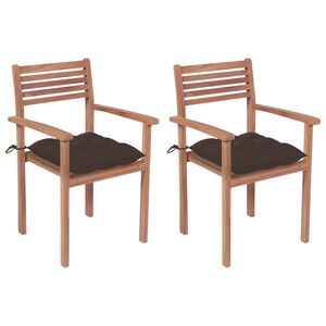 vidaXL Garden Chairs 2 pcs with Taupe Cushions Solid Teak Wood