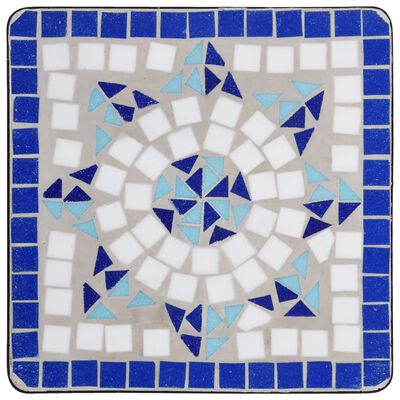 vidaXL Mosaic Side Table Blue and White Ceramic