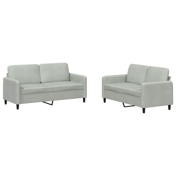 vidaXL 2 Piece Sofa Set Light Grey Velvet