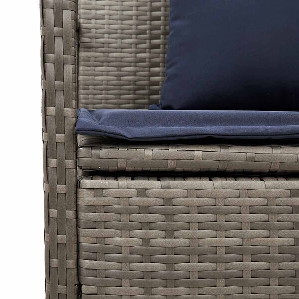 vidaXL Garden Storage Bench with Cushion Grey Poly Rattan