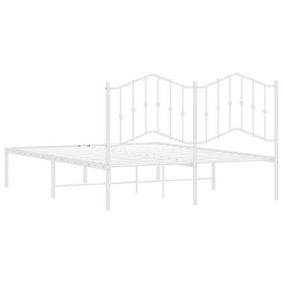 vidaXL Metal Bed Frame without Mattress with Headboard White 135x190 cm Double