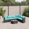 vidaXL 7 Piece Garden Sofa Set with Cushions Black Poly Rattan