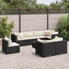 vidaXL 9 Piece Garden Lounge Set with Cushions Black Poly Rattan
