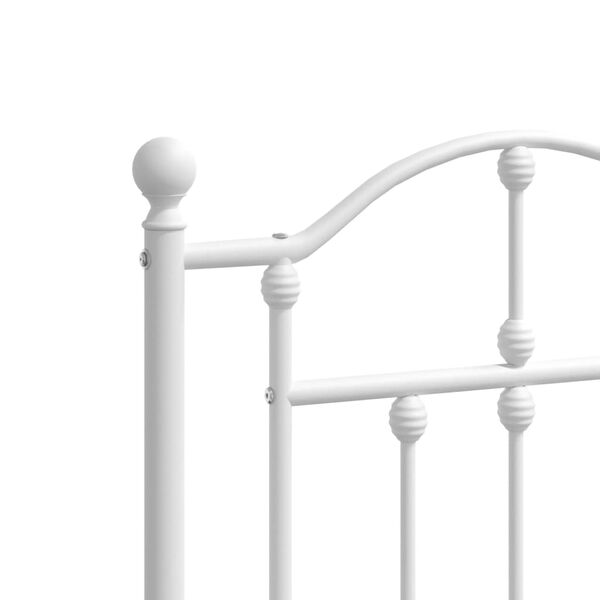 vidaXL Metal Bed Frame without Mattress with Headboard White 135x190cm