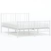 vidaXL Metal Bed Frame without Mattress with Footboard White 150x200cm