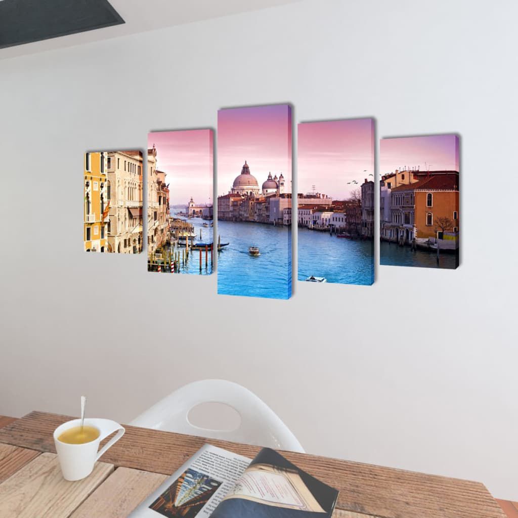 Canvas Wall Print Set Venice 200 x 100 cm