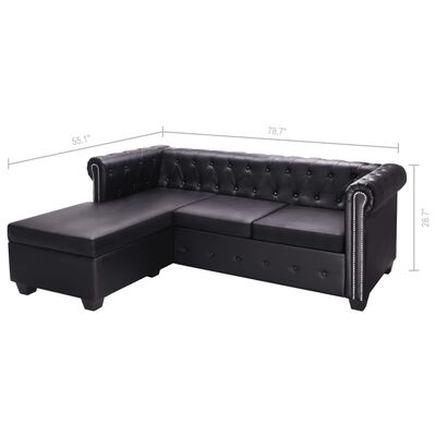 vidaXL L-shaped Chesterfield Sofa Artificial Leather Black