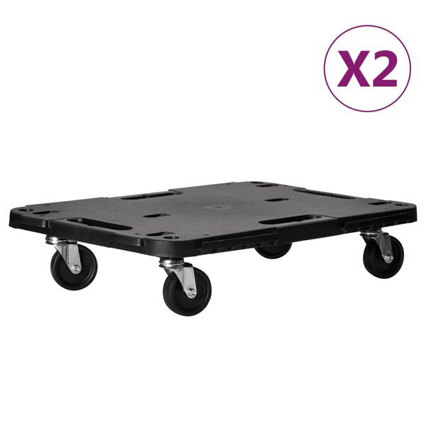vidaXL Transport Trolleys 2 pcs Black 58x38x12 cm Polypropylene