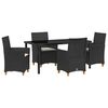 vidaXL Garden Dining Set 5 pcs Black Poly Rattan