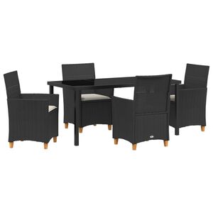 vidaXL Garden Dining Set 5 pcs Black Poly Rattan
