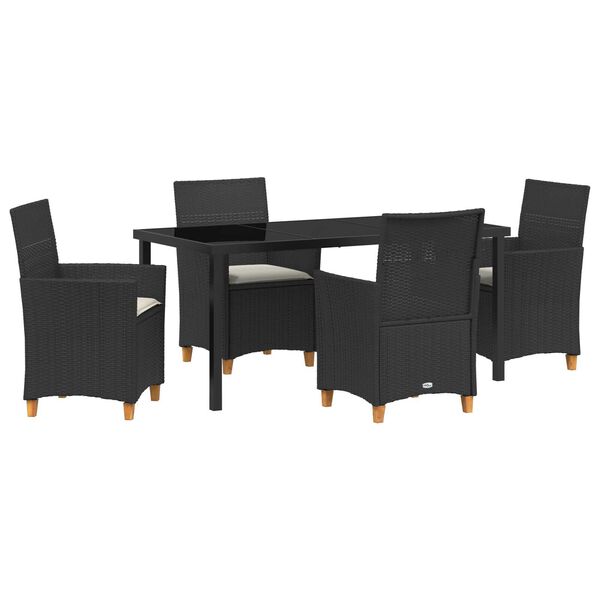 vidaXL Garden Dining Set 5 pcs Black Poly Rattan