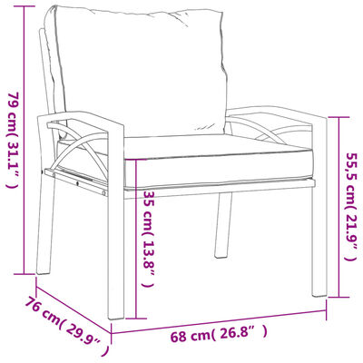 vidaXL Garden Chair with Sand Cushions 68x76x79 cm Steel