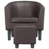 vidaXL Tub Chair with Footstool Brown Faux Leather