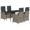 vidaXL 5 Piece Garden Dining Set with Cushions Grey Poly Rattan