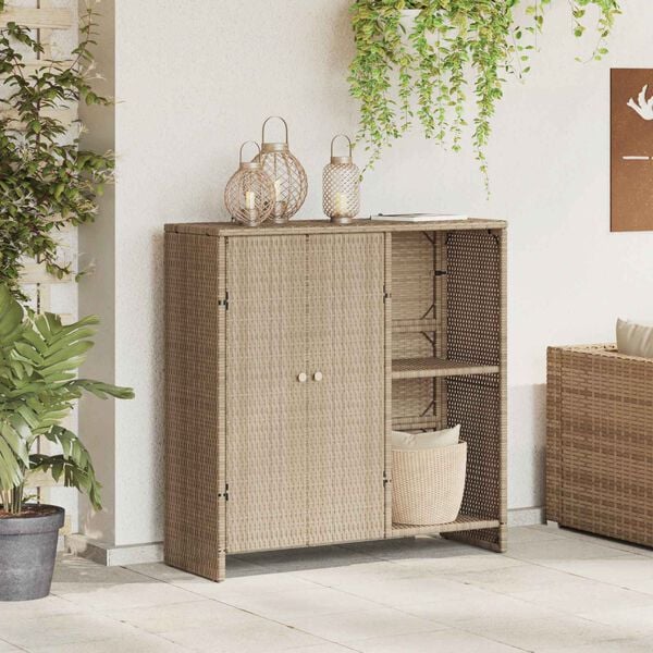 vidaXL Storage Cabinet with Shelf Beige 100 x 36 x 102 cm Rattan