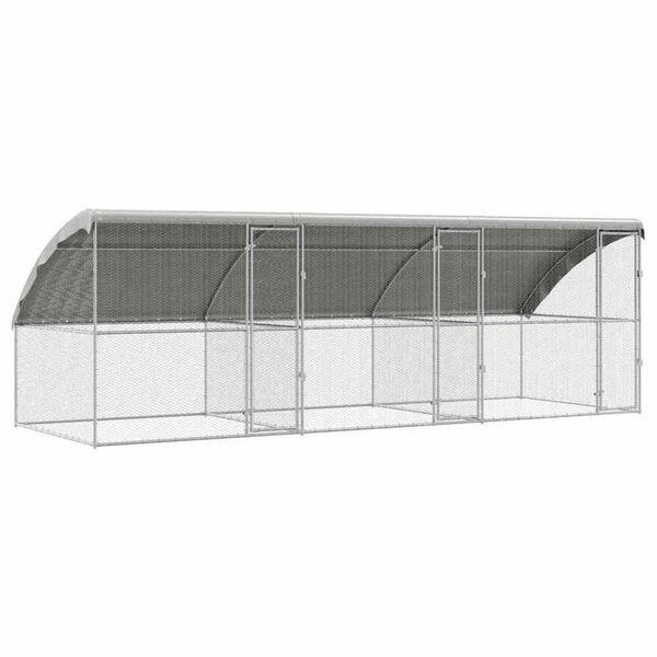 vidaXL Chicken Cage Silver 600 x 200 x 198.5 cm Galvanised Steel
