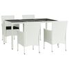 vidaXL 5 Piece Garden Dining Set with Cushions White Poly Rattan