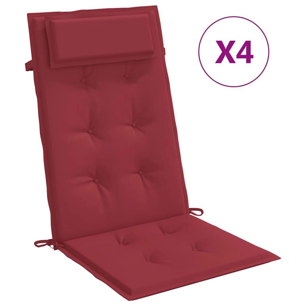 vidaXL Highback Chair Cushions 4 pcs Wine Red Oxford Fabric
