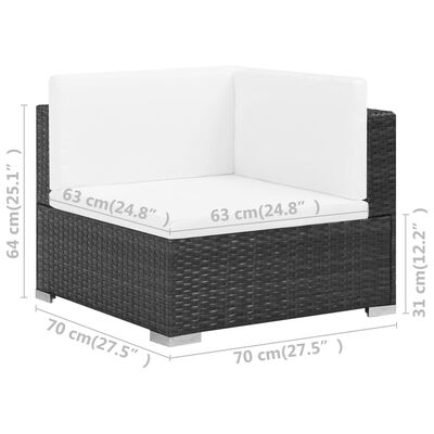 vidaXL 7 Piece Garden Lounge Set with Cushions Poly Rattan Black