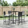 vidaXL 5 Piece Outdoor Bar Set with Cushions Black Poly Rattan