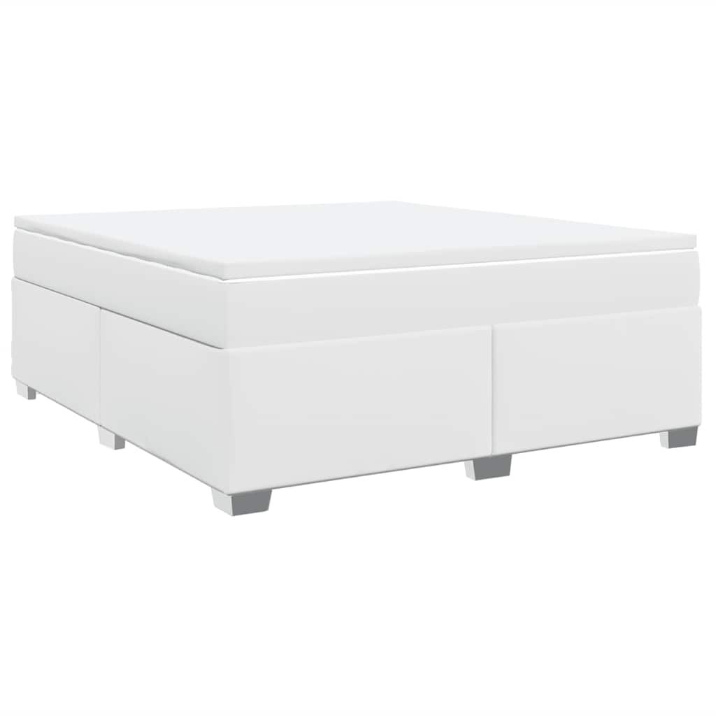 vidaXL Box Spring Bed with Mattress White King Faux Leather