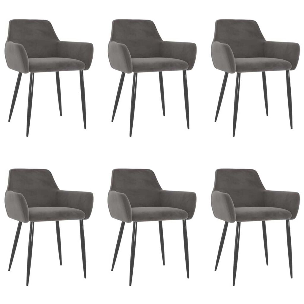 vidaXL Dining Chairs 6 pcs Dark Grey Velvet