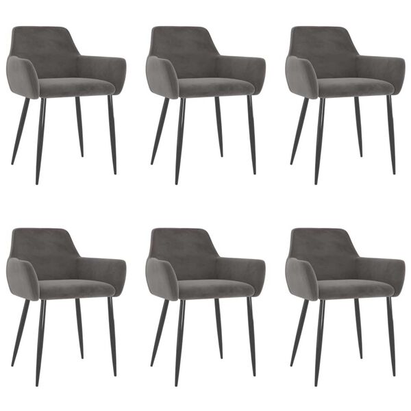 vidaXL Dining Chairs 6 pcs Dark Grey Velvet