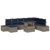 vidaXL Garden Sofa Set 9 pcs Grey and Navy Blue Poly Rattan