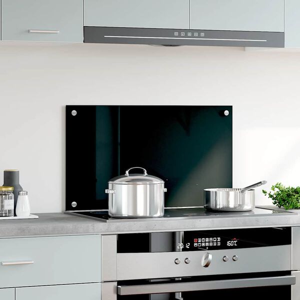 vidaXL Kitchen Backsplash Black 70 x 40 cm Tempered Glass