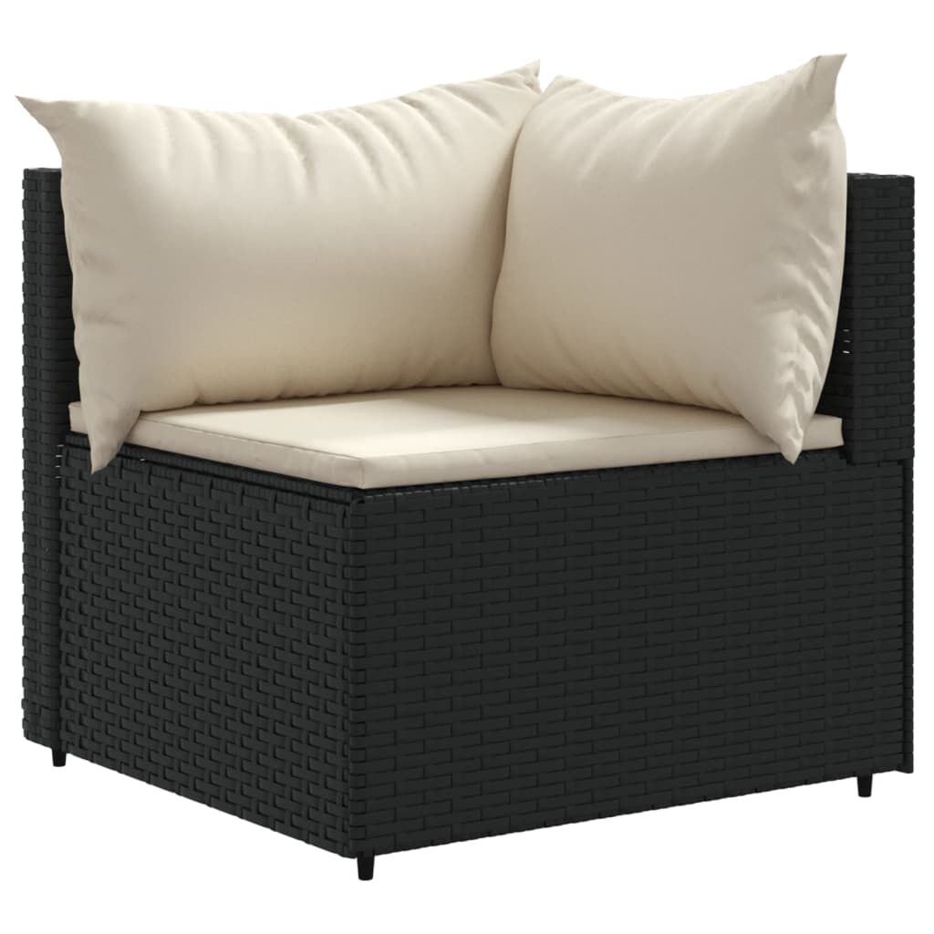 vidaXL 6 Piece Garden Lounge Set with Cushions Black Poly Rattan